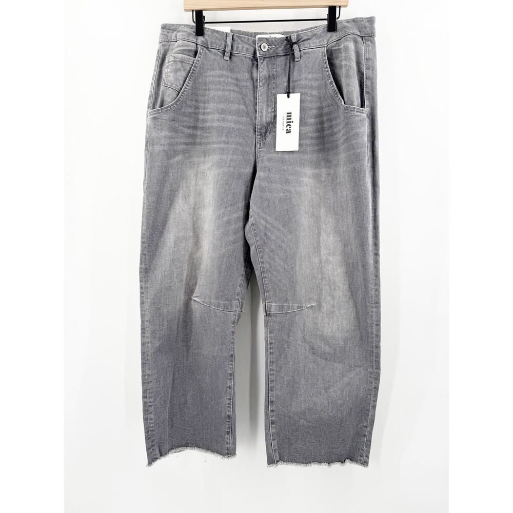 Mica Barrel Jeans Women’s Size 32 NWT Denim Super High Wide Leg Ankle Jeans Gray - Picture 3 of 16